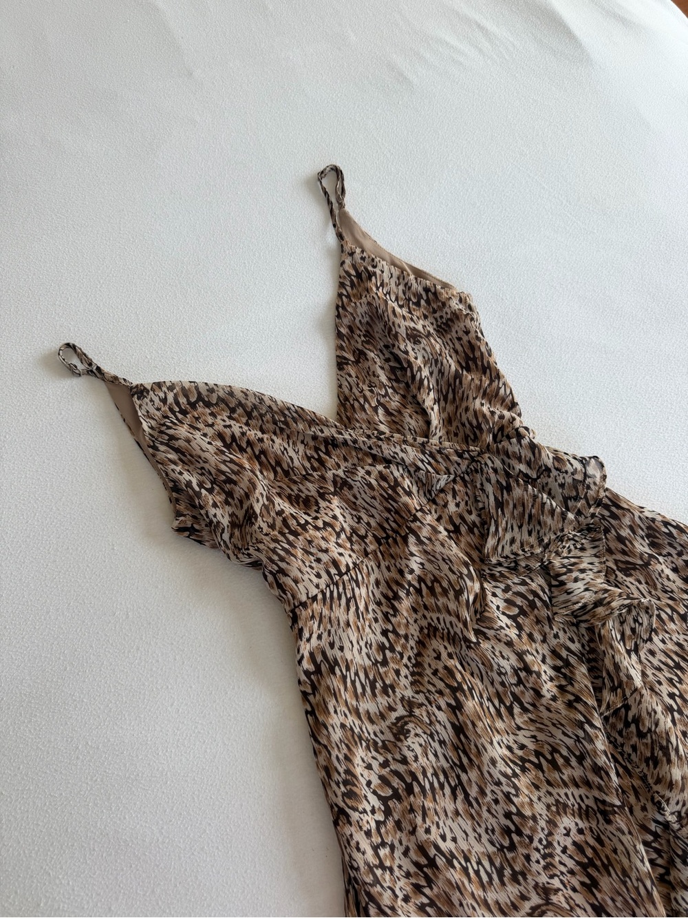 Bardot Beige and Black Animal-Print Midi Dress